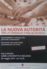 LA NUOVA AUTORITÀ NELLA FAMIGLIA E NELLA SCUOLA: un convegno a Bolzano giovedi 30 maggio
